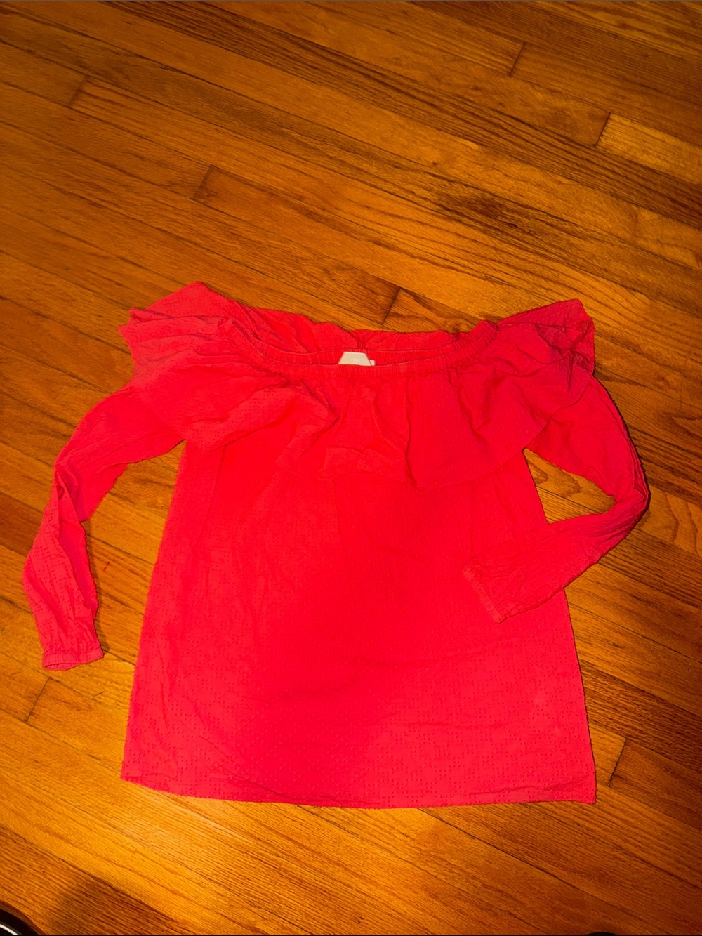 Michael Kors frilly Off-Shoulder Long Sleeve Women’s Top — reddish pink no tag s
